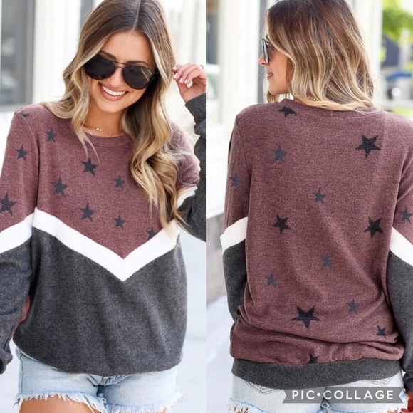 STAR Color Block Pullover Sweatshirt New - Picture 1 of 2